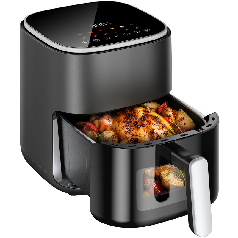 5.5QT  Visible Air Fryer, 1500W Digital Touchscreen Air Fryer with 12 Cooking Presets, Non-Stick Basket