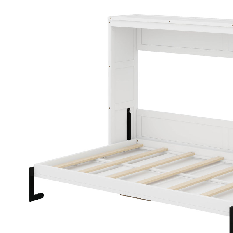 Lit escamotable double avec bibliothèque, Blanc