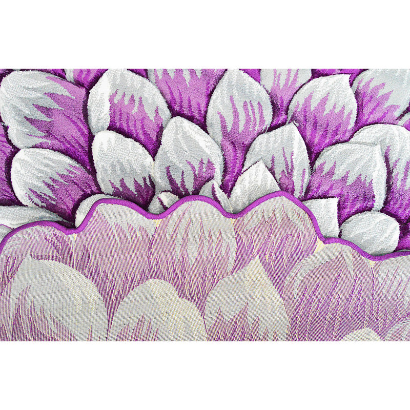 Tapis rond à motif floral mauve, Rond 5 pi 3 po