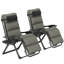 Ensemble de 2 chaises longues inclinables inclinables avec coussin, appui-tête et plateau latéral inclinables