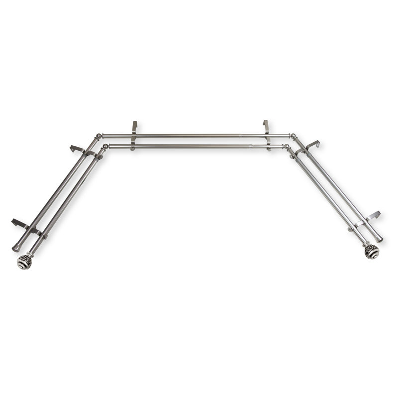 Tringle à rideaux double réglable 0,81 "Charleen, Nickel satiné