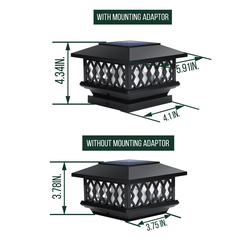 Plafonnier de clôture en plastique à basse tension intégré à énergie solaire à DEL 3,5 po X 3,5 po avec adaptateur de base inclus