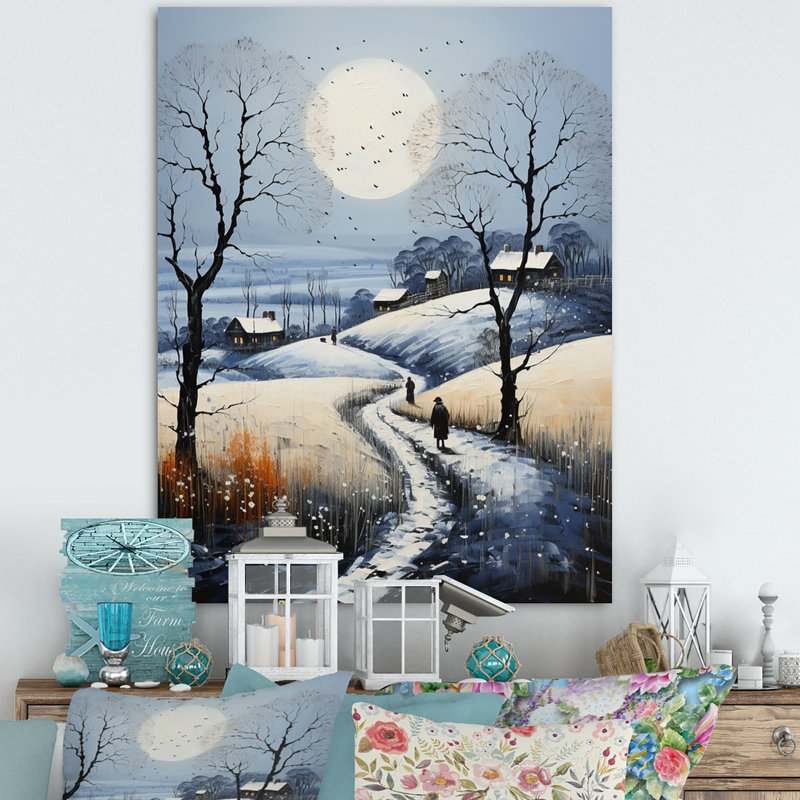 «Countryside Snowy Minimalisme Winter I», reproduction d'un seul cadre photo sur toile, H 32 po x l 24 po x P 1 po