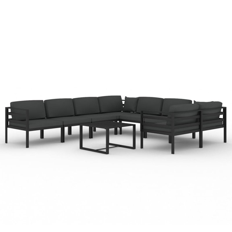 27.6" Wide Square Patio Sectional Set with Cushions, 4x corner + 4x middle + table