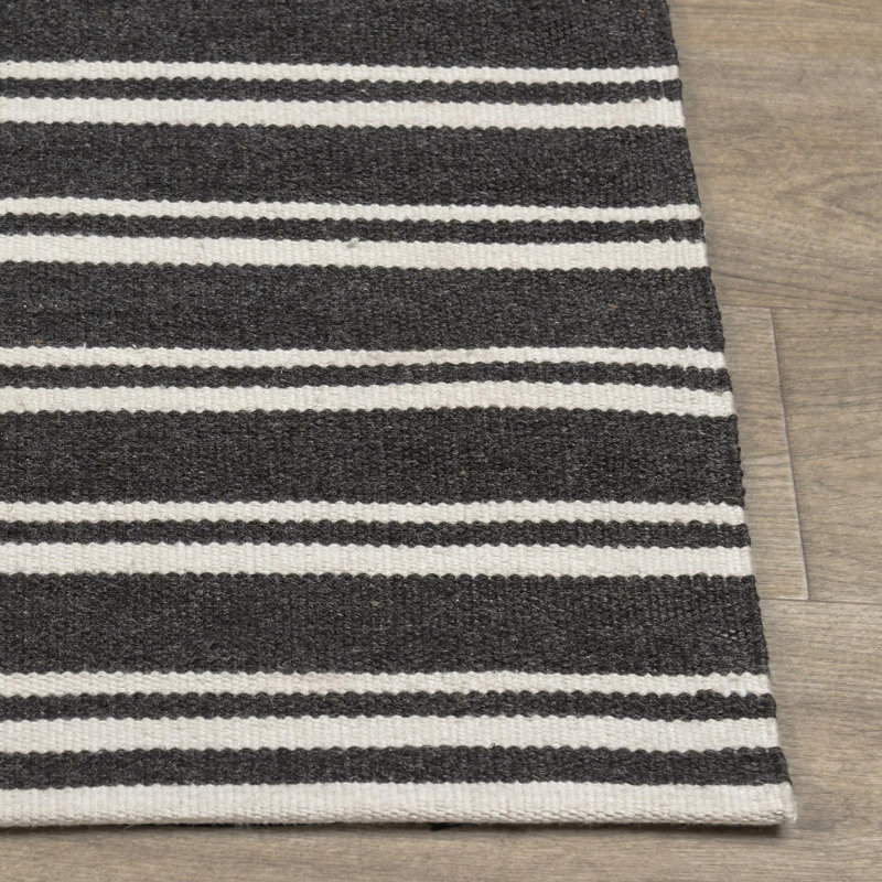 Tapis gris anthracite à rayures performance tissé à la main Palma, Rectangle 8 pi x 10 pi