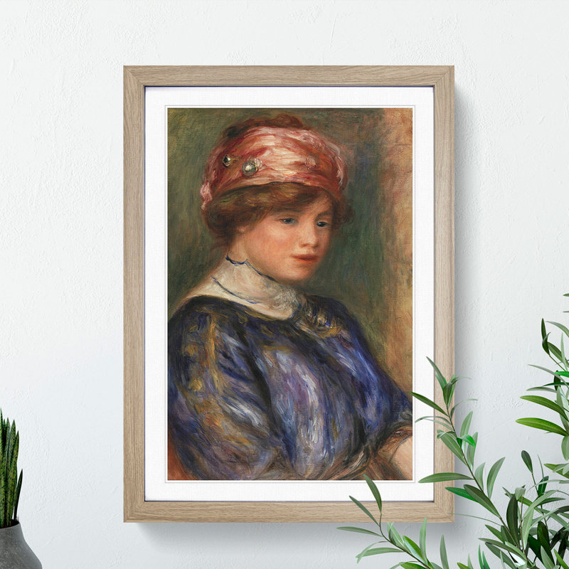 Portrait of a Woman Vol.2 by Pierre-Auguste Renoir - Picture Frame Painting, 90cm H x 65cm W x 2cm D, Walnut Framed