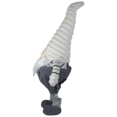 Décoration de Noël de table gnome debout 25 po blanc et gris
