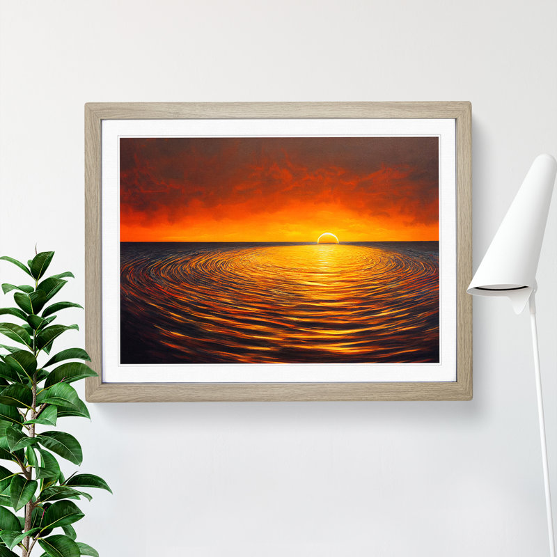 Fascinating Sunset Seascape - Framed Print, 34cm H x 46cm W x 2cm D, Oak Framed