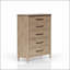 Commode à 5 tiroirs avec finition sable, dessus doublé de feutre, rangement en cèdre et quincaillerie sur mesure pour une décoration intérieure élégante
