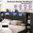 Shila 45.3" Platform Bed Frame with 4 Metal Drawers Storage, LED Bookcase Headboard & 2 Side Shelves, King Size, Black-1128658720-1128658725