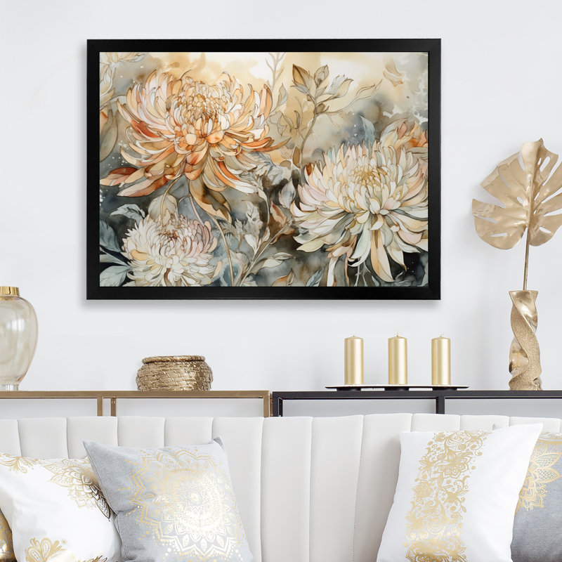 «Ruchelle Chrysanthemum», reproduction d'art sur toile, Cadre photo noir, H 24 po x l 32 po x P 1 po