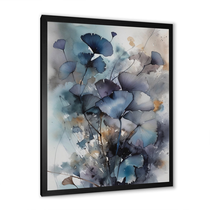 «Blue and Flowers Bouquet interprétation», impressions sur toile, H 32 po x l 24 po, Cadre photo noir