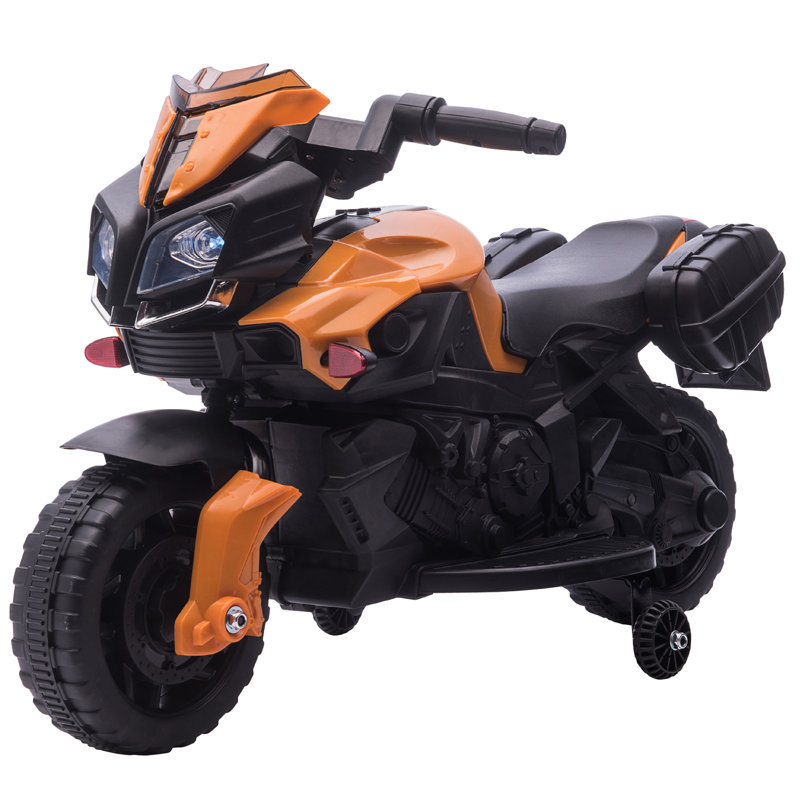 6-Volt Orange Electric Kids Motorcycle with Training Wheels