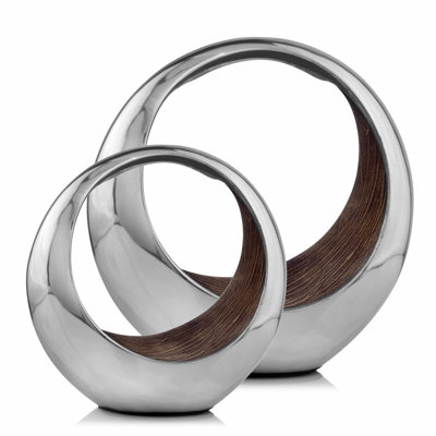 Grand bol poli et brun bronze à anneaux bicolores