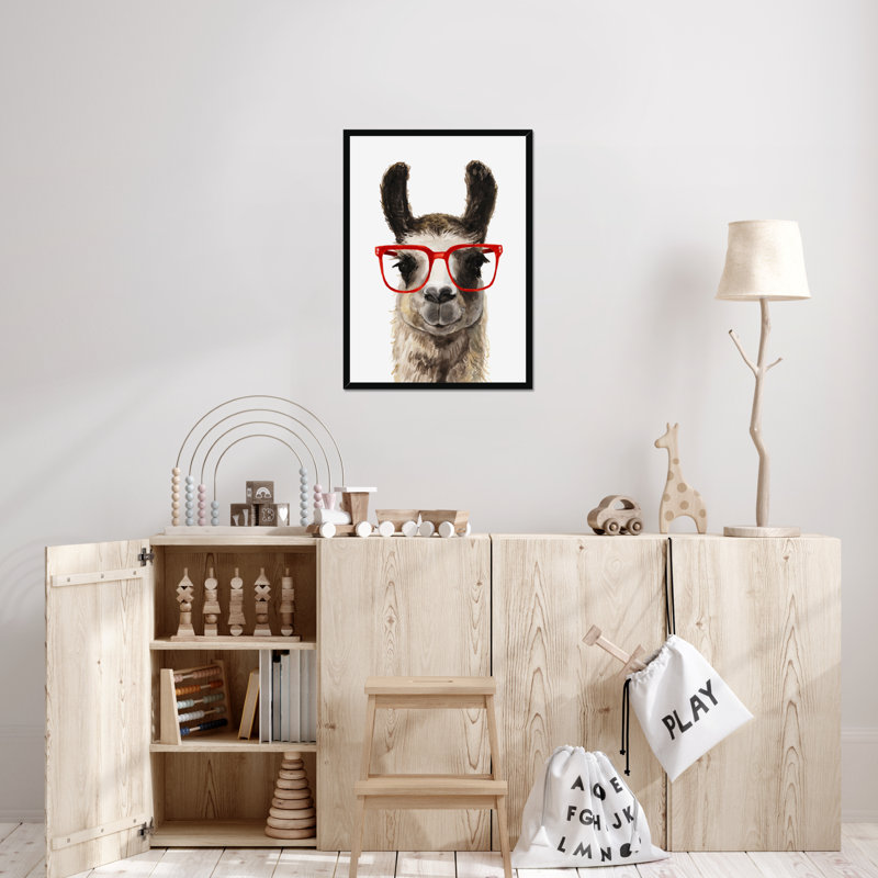 Hip Llama I - Painting, Black Framed Paper Print, 50cm H x 34cm W x 2.3cm D