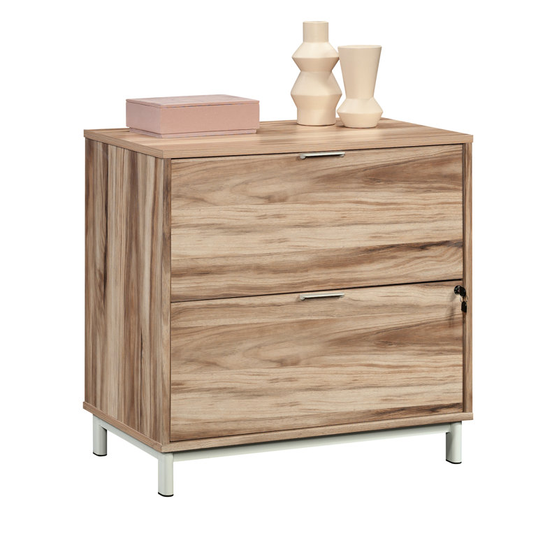 Classeur latéral à 2 tiroirs avec finition en bois, surface chauffante pour le bureau, espace de travail idéal, couleur brune à mélanger, système de verrouillage, tiroir inférieur verrouillé, L 31 po, l 19,49 po, H 28,88 po, installation rapide,
