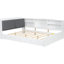 Lit plateforme double en bois blanc avec tête de lit, tablettes et conception rembourrée, structure de la table rotative, facile à assembler-1371495755
