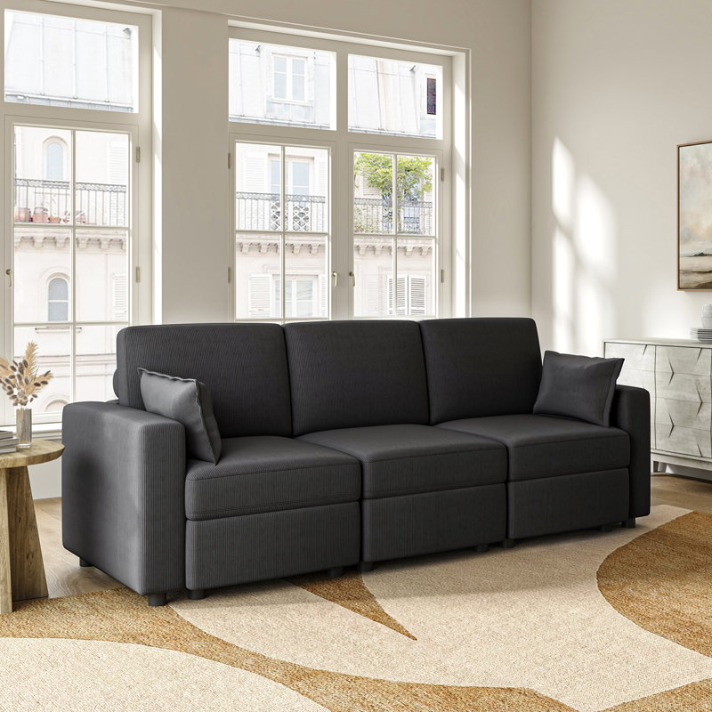 Canapé modulaire 3 pièces Vickey, Gris anthracite