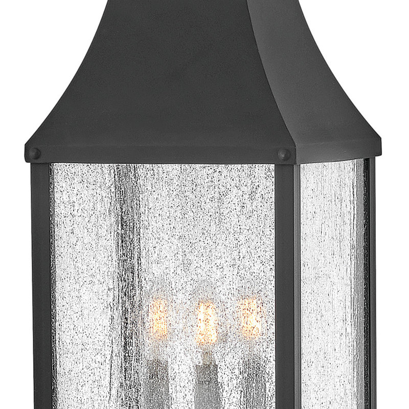 Museum Black Aluminum Outdoor Pier Mount Light with Clear Seedy Glass