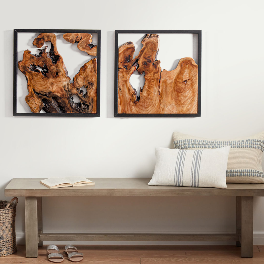 2 Pieces Rustic Cedar Wood Wall Decor Millwood Pines