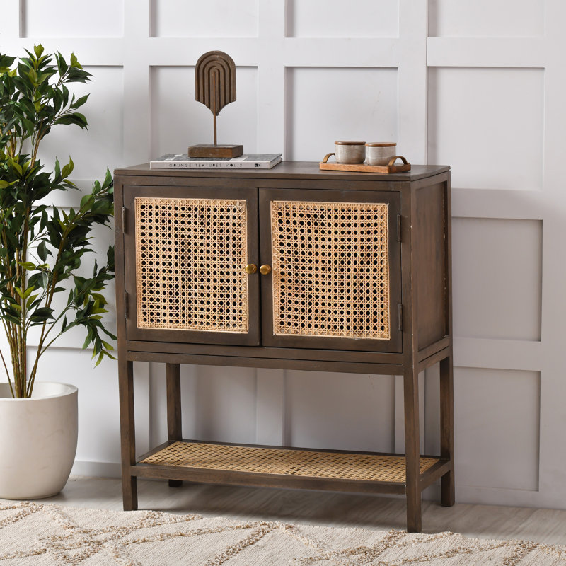 Forsan Solid Wood Accent Cabinet, Distressed Grey