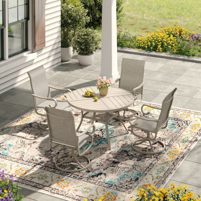 Ensemble repas d'extérieur pour 4 personnes avec chaises pivotantes 4 personnes