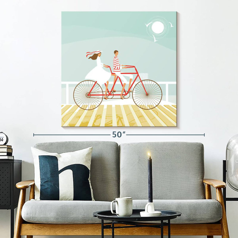 Senne, couple d'été à vélo, H 33 po x l 33 po