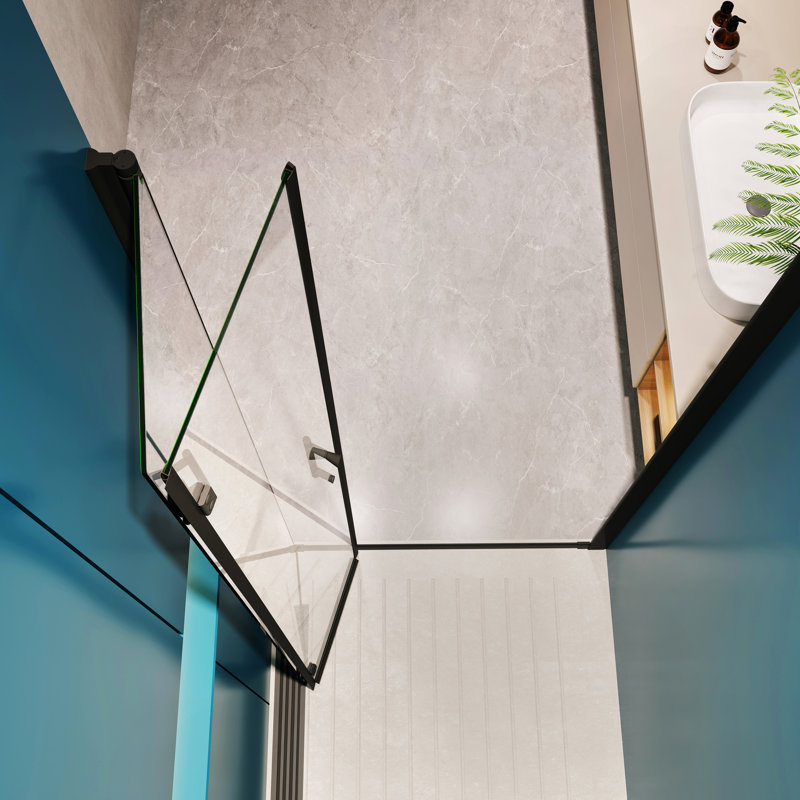 1/4" Tempered Glass Shower Door 3072 - Universal Pivot, Matte Black, 30"-31 3/8" Wide, 72" High, Stainless Steel Handle, Leak Resistance Quality, Easy Installation Mode Pivot Glass, Width, Height,