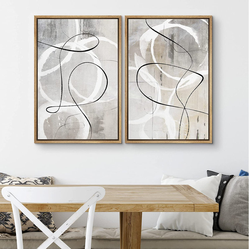 Ensemble de 2 peintures encadrées sur toile, H 24 po x l 32 po x P 1,5 po, Naturel