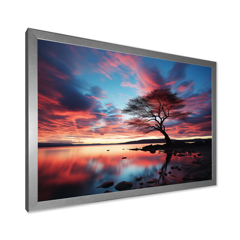 Symphonie bleue et bleue sur toile, H 34 po x l 44 po x P 1,5 po, Cadre simple argenté