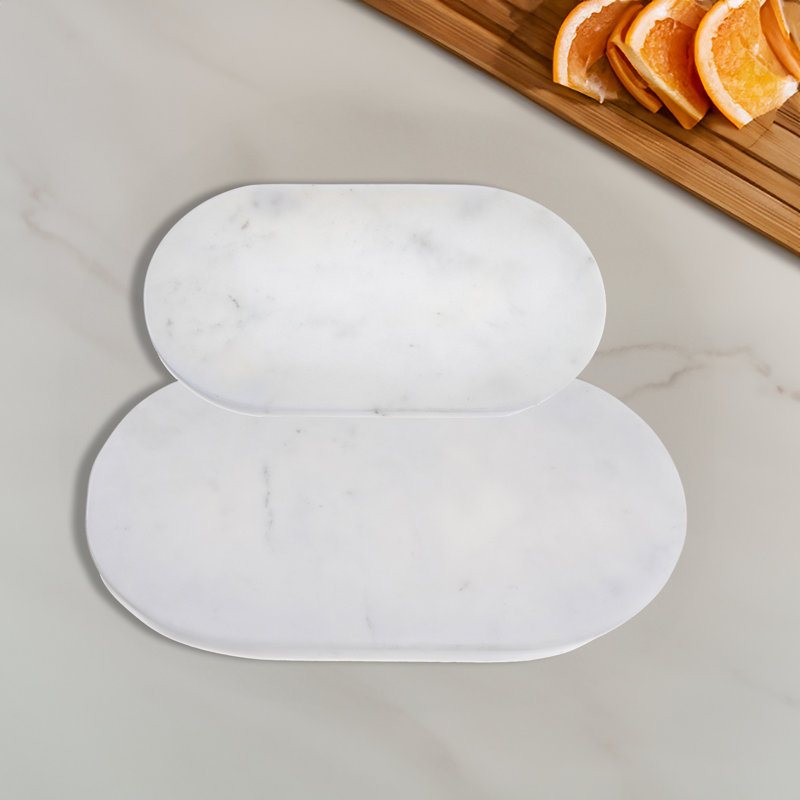 Ensemble de 2 assiettes concaves en marbre