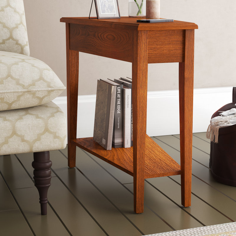 Solid Wood Recliner Wedge Table, Medium Oak