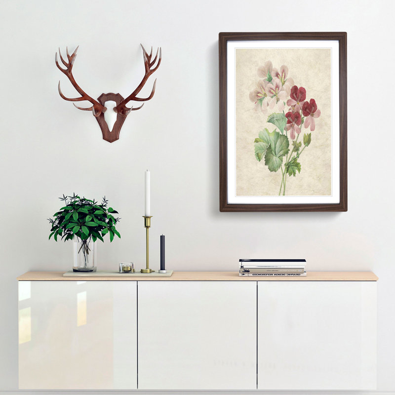 Cranesbill Flowers by Pierre-Joseph Redoute - Framed Print, 36cm H x 27cm W x 2cm D, Walnut Framed