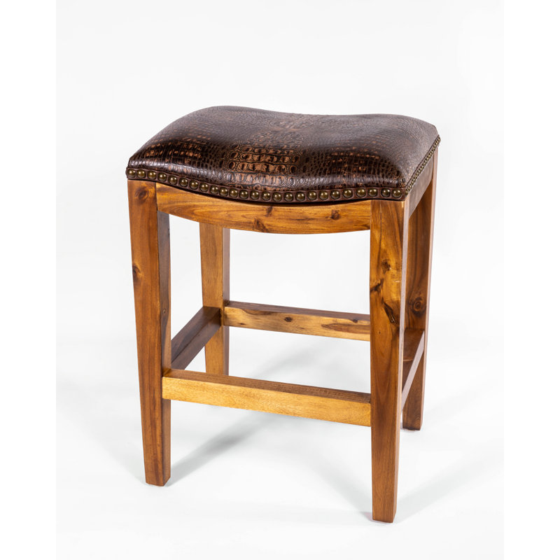 Genson Bar Stool, Counter Stool (26" Seat Height), Saddle Brown Croc