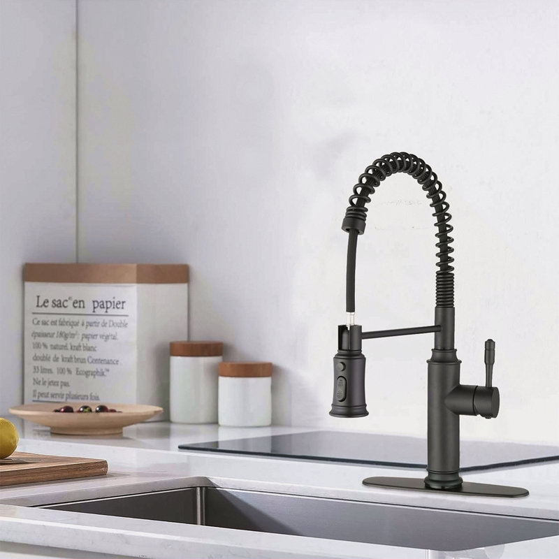 Robinet de cuisine tactile avec douchette extractible, Noir mat