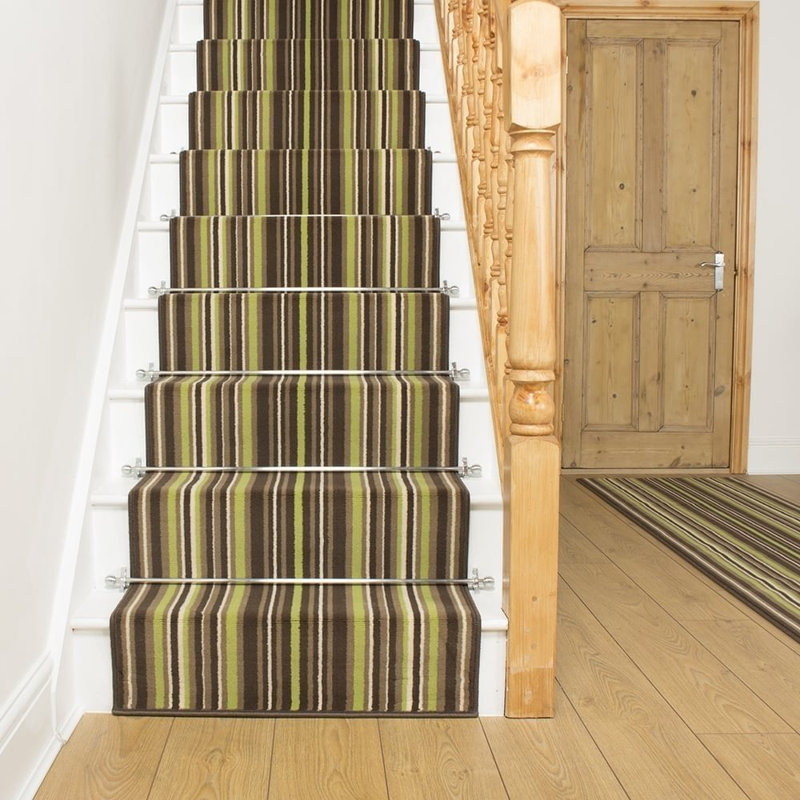Stair Runner Abram Striped Indoor / Outdoor Area Rug, Runner 660cm x 60cm