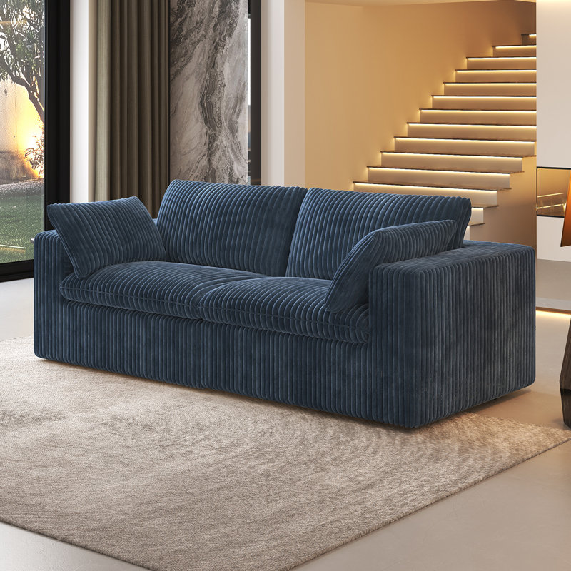 Boneless LoveSeat Cloud Modular Sectional Couch,78.7"W Corduroy Sofa,2-Piece No Assembly Required Boneless Couch
