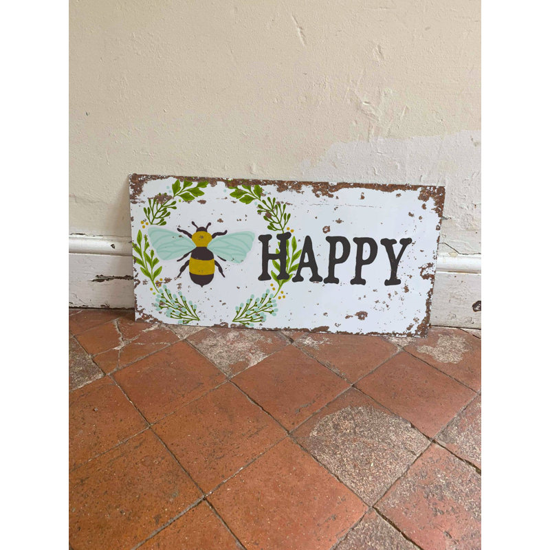 Bee Happy 1 Piece Wall Art, 15cm H x 30cm W