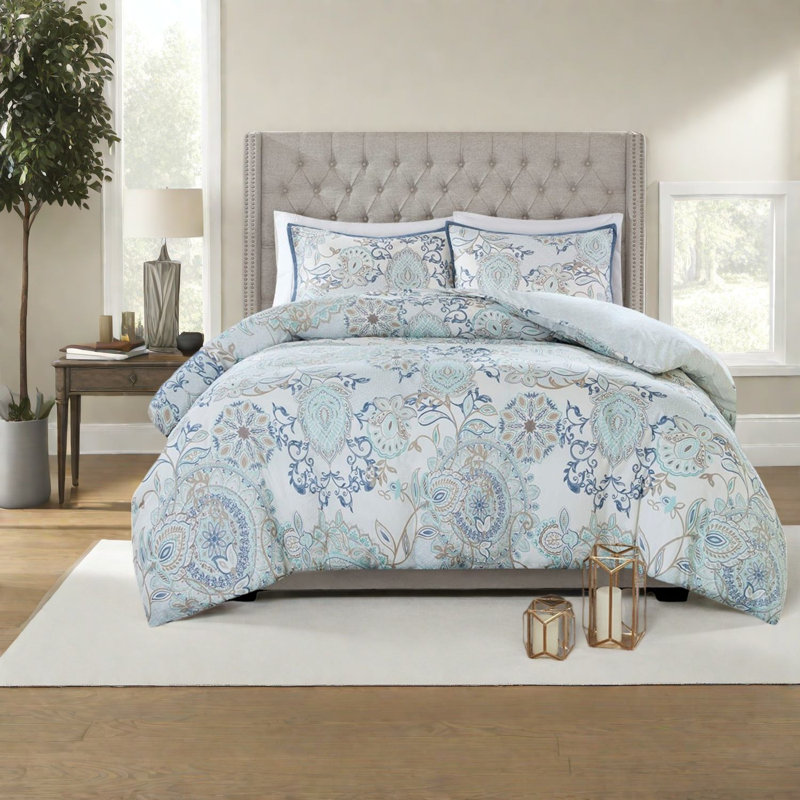 Ensemble de literie réversible à motif floral, mélange de coton pour grand lit, Shabby Chic Home
