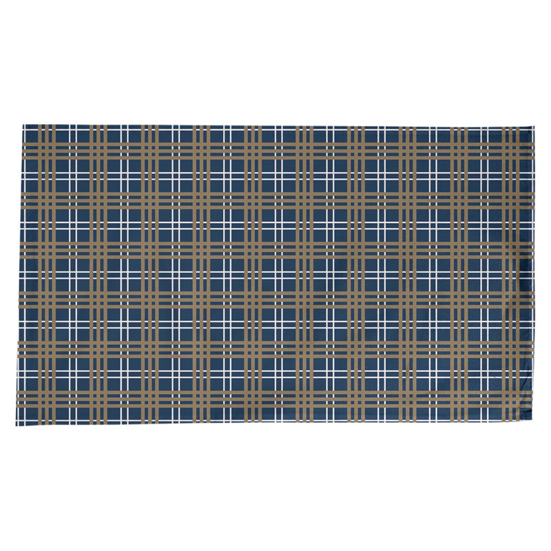 Nappe en mélange de coton à carreaux, Bleu millénaire / blanc / or nouveau siècle