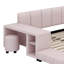 Lit tapissier au sol, lit d'enfant avec bureau de chevet et petit tabouret rond-1052588866-1052588867