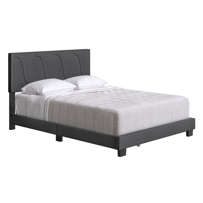 Upholstered Platform Bed, Charcoal, Queen
