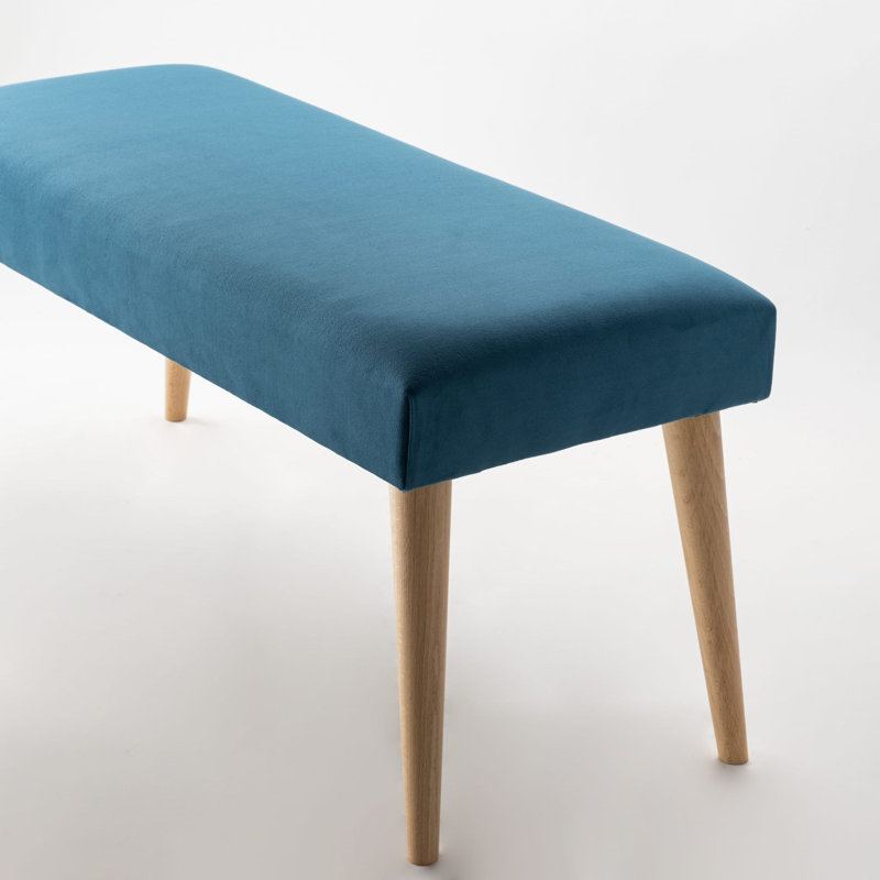 Sigourney Fabric Upholstered Bench, Turquoise, 40cm H x 150cm W x 40cm D