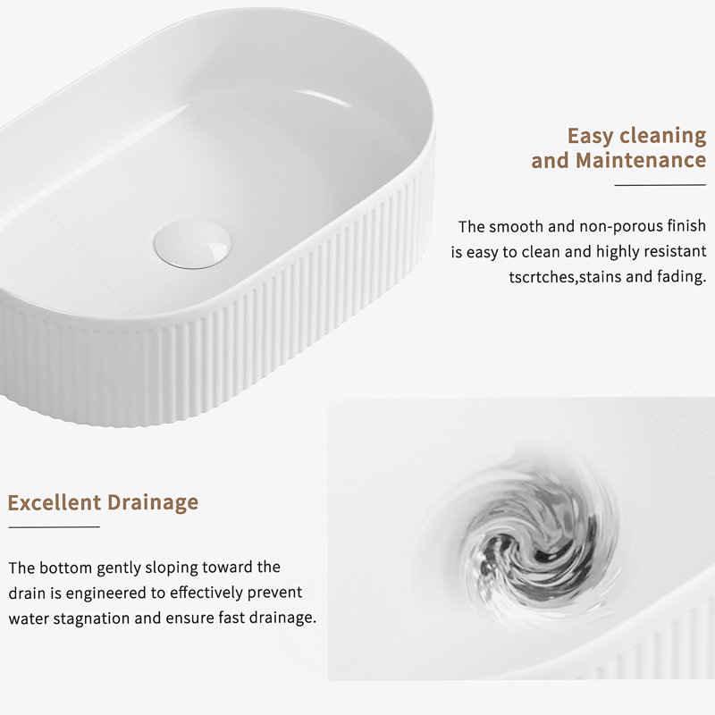 Lavabo de salle de bain ovale au-dessus du comptoir, lavabo vasque en porcelaine blanche de 19 po x 12 po, lavabo de meuble-lavabo moderne, lavabo en céramique Art