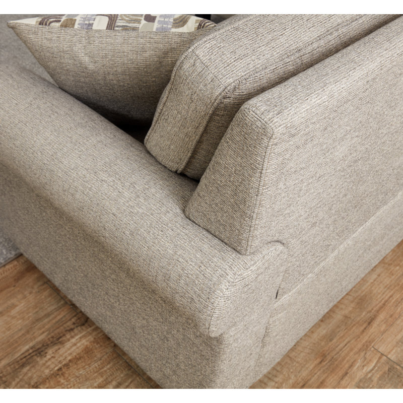 Clemmer Upholstered L-Shaped Sectional Reversible, Taupe Chenille