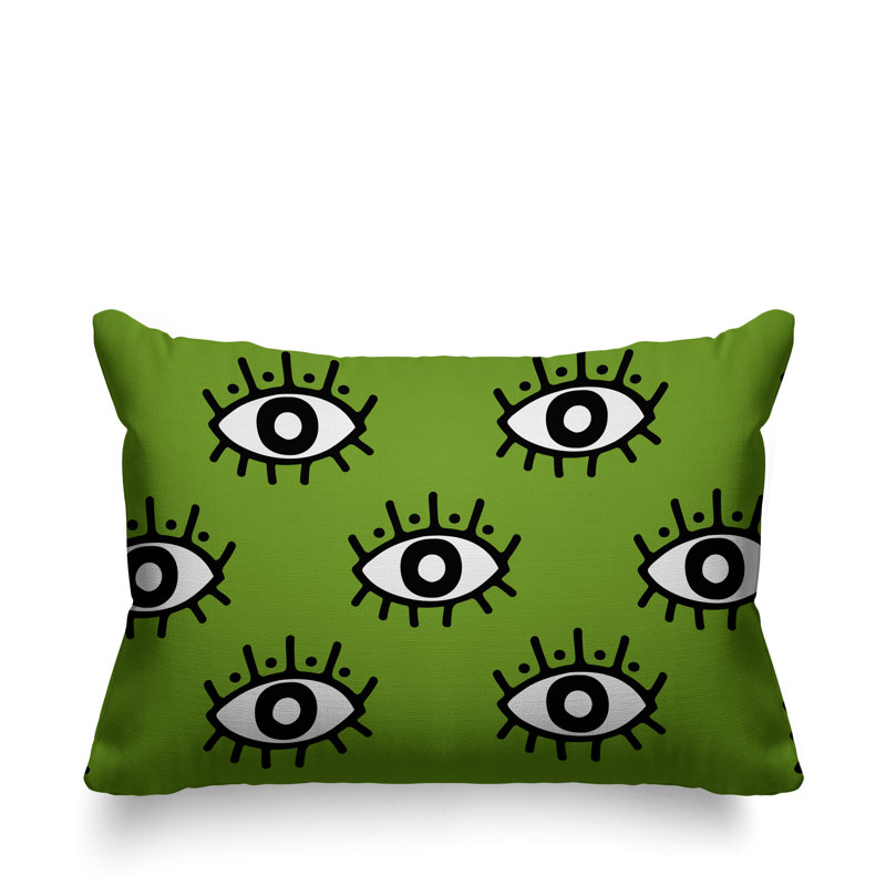 Coussin intérieur / extérieur Ankara Evil Eye, Chartreuse