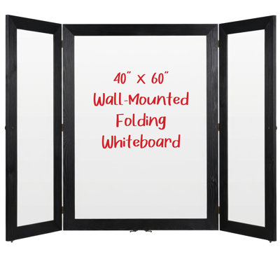 Tableau blanc mural pliable en bois 40 x 60 pouces, cadre noir, effaçable à sec pour bureau, salle de classe, maison et planification