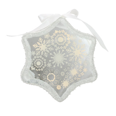 9" White Pre-Lit Led Sparkle Snowflake Scene Christmas Ornament