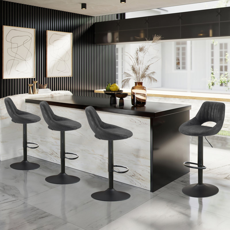 Licon Height Adjustable Swivel Bar Stool, Black