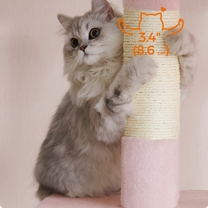 Jelly Pink Large Sisal Cat Tree with Dual Caves